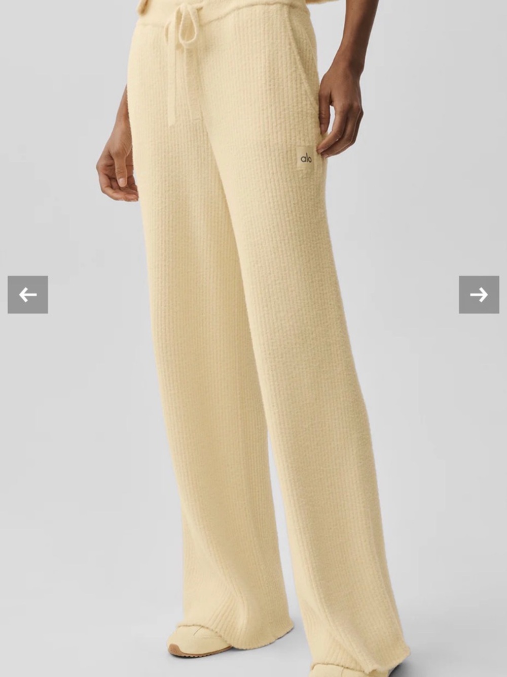 ALO Yoga Wide-Leg Knit Lounge Pants in yellow